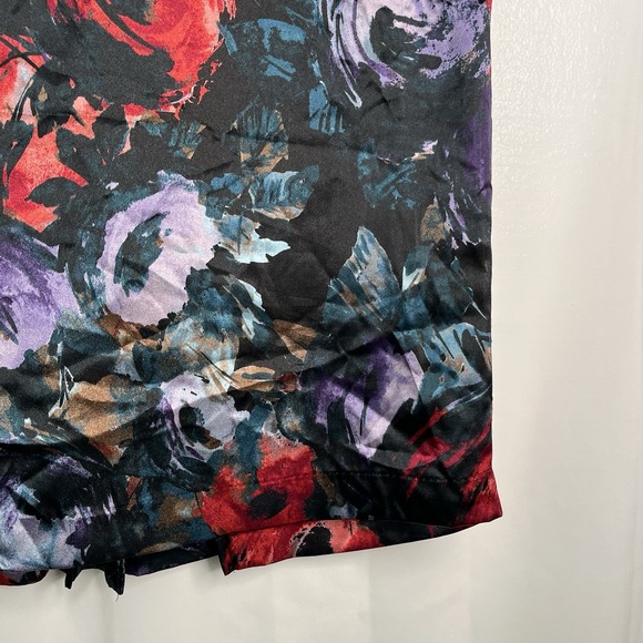 Jaclyn Black Red‎ FLORAL Skirt 14 Marilyn Monroe Sexy Secretary Kick Pleat Artsy - Picture 6 of 16